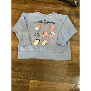 The Rolling Stones Blue Graphic Sweatshirt Womens Medium 8-10 Tongue Logo Band